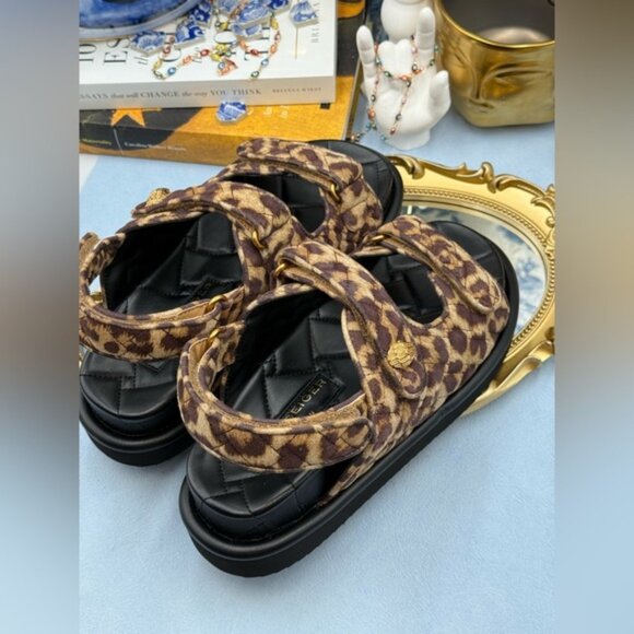 🆕 KURT GEIGER LONDON 🧿 NWOB Orson Leopard Suede EagleHead Dad Sandal Sz 8.5 - Picture 11 of 15
